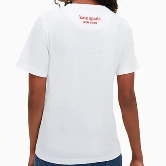 Kate Spade Rainbow Heart Patch Tee sz M - Picture 2 of 5